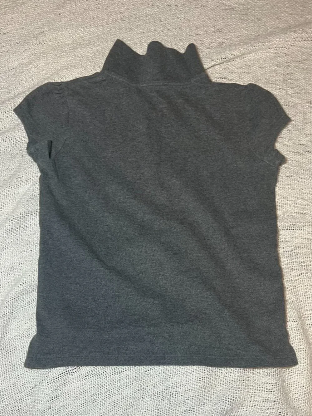 The Children's Place Girls Charcoal Gray Ruffle Polo Shirt Size M 7/8 Uniform